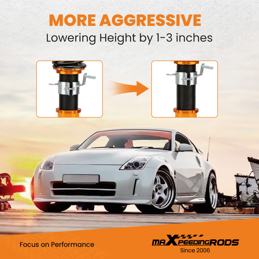 Compatible for Nissan 350z coilovers Z33 03-08 Adj. Damper Coilovers Shock Absorber Kits lowering kit