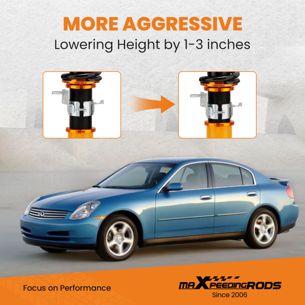 Kit di abbassamento delle sospensioni coilover compatibile per Nissan Fairlady2003-2008 350Z Z33 03-08(Set di 4) Lowering Kit