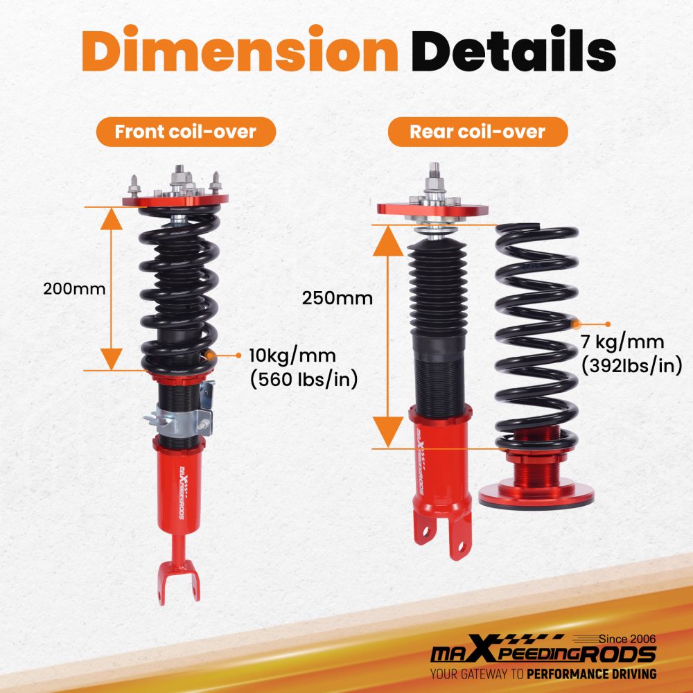 Kit di abbassamento delle sospensioni compatibile per Nissan Fairlady 350Z Z33 03-08 Adj. Ammortizzatore (Set di 4) Lowering Kit