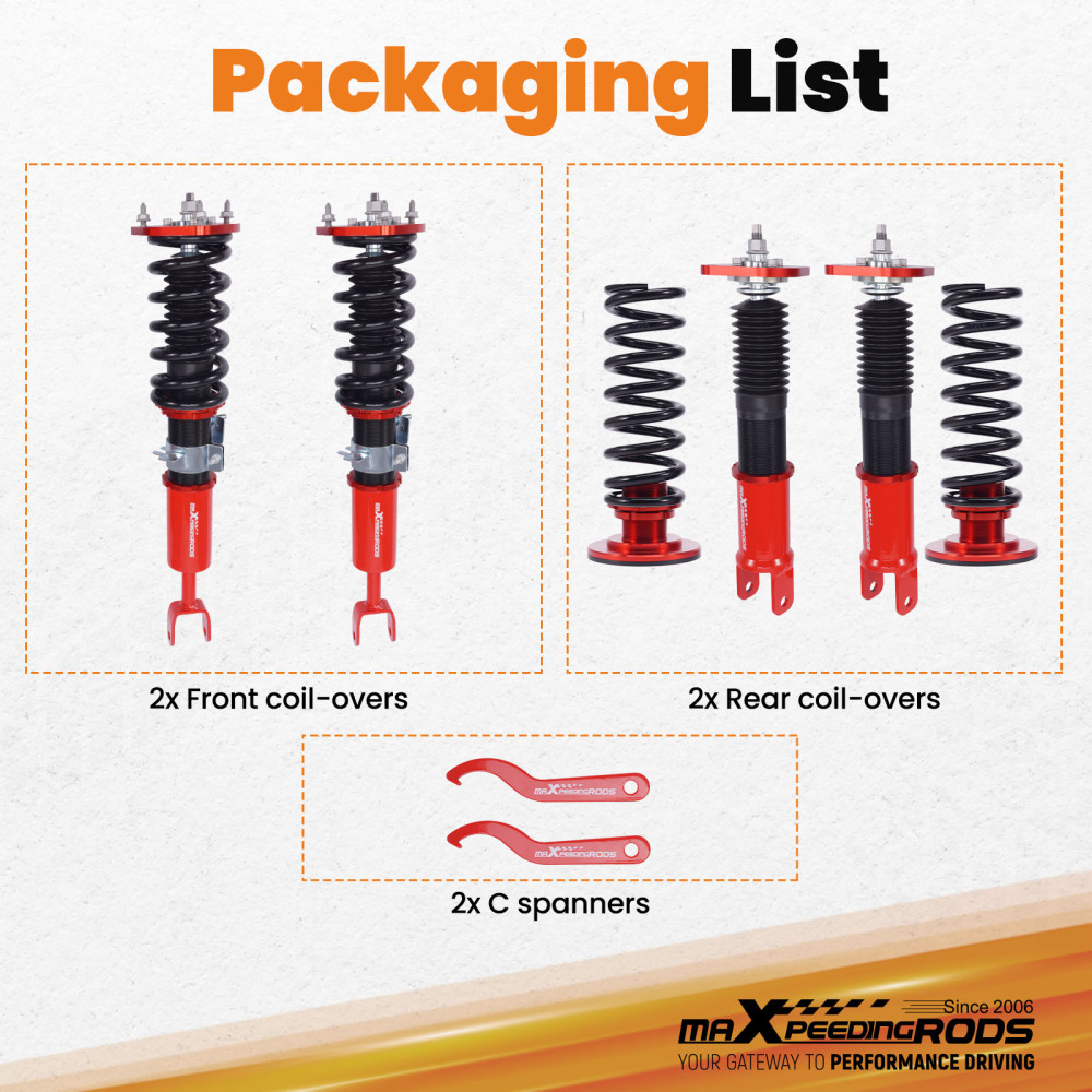 Kit di abbassamento delle sospensioni compatibile per Nissan Fairlady 350Z Z33 03-08 Adj. Ammortizzatore (Set di 4) Lowering Kit