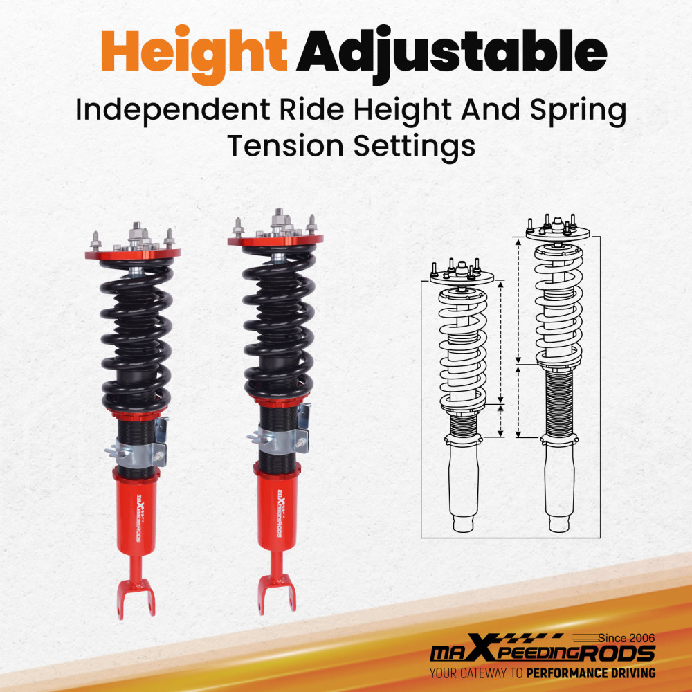 Kit di abbassamento delle sospensioni compatibile per Nissan Fairlady 350Z Z33 03-08 Adj. Ammortizzatore (Set di 4) Lowering Kit