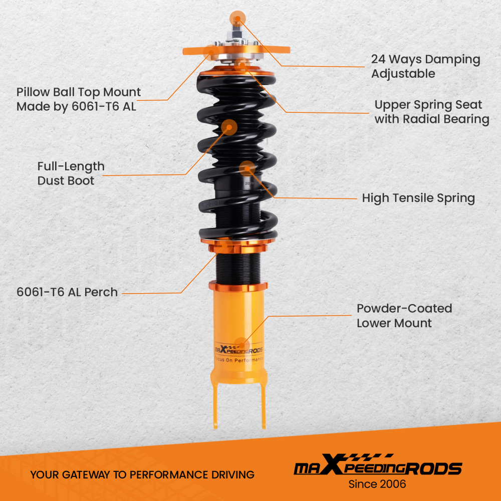 Compatible for Nissan 370z coilovers 2008- Damper Adjustable Coilovers Struts 370z lowering springs suspension kits
