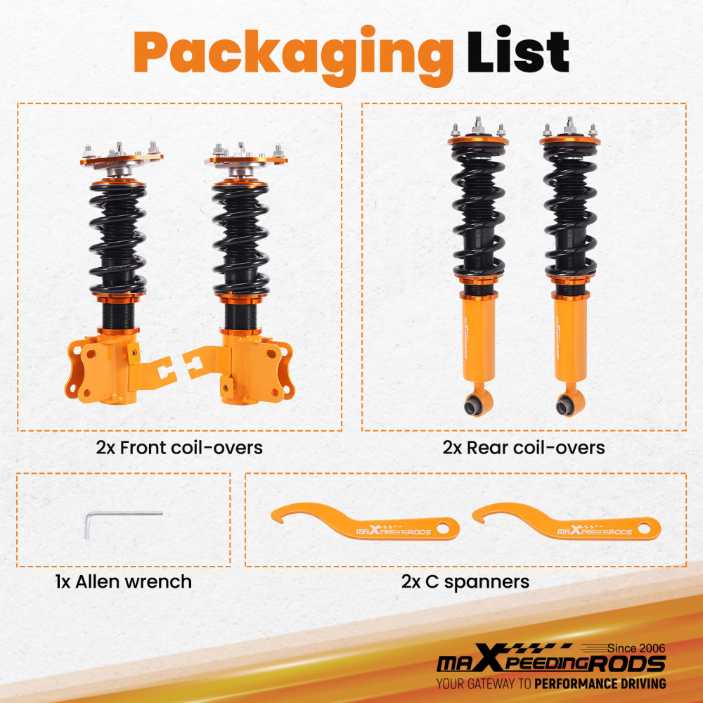 Compatible for Nissan s13 coilovers 180SX 240SX 88-94 24-ways Damper Adjustable Coilover Suspensions Lowering Kit