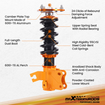 Compatible for Nissan s13 coilovers 180SX 240SX 88-94 24-ways Damper Adjustable Coilover Suspensions Lowering Kit