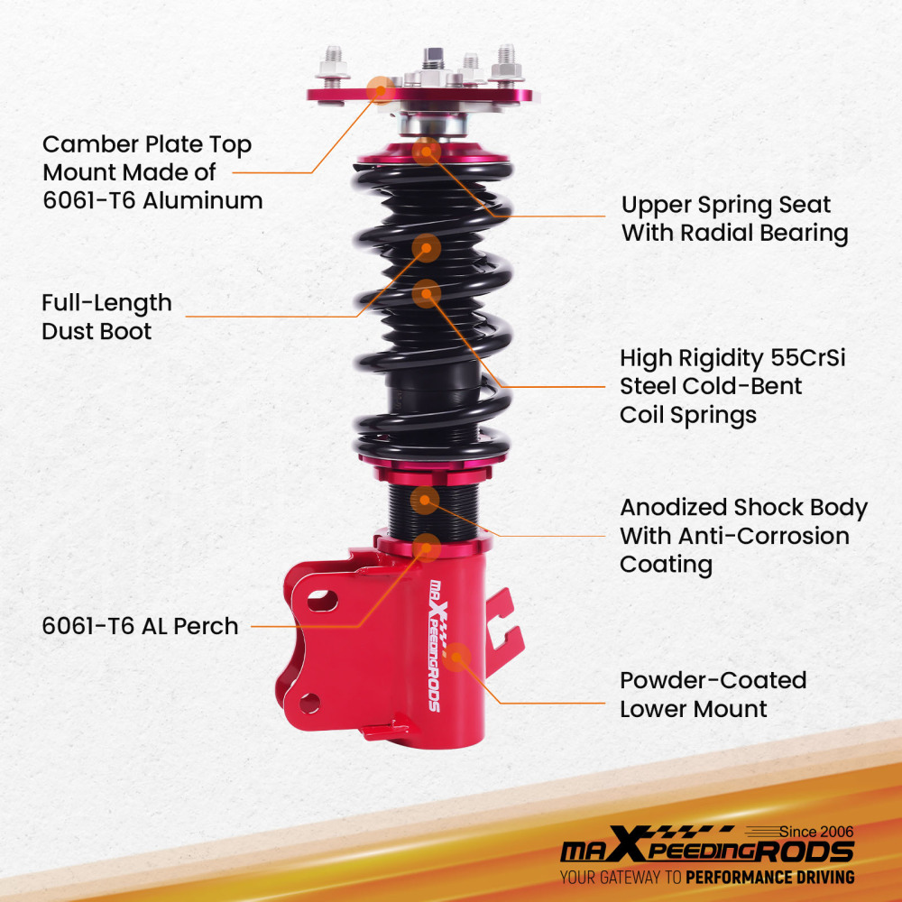 4pcs Coilover Shock Struts compatible for Nissan S13 180SX 200SX Silvia 240SX Front + Rear