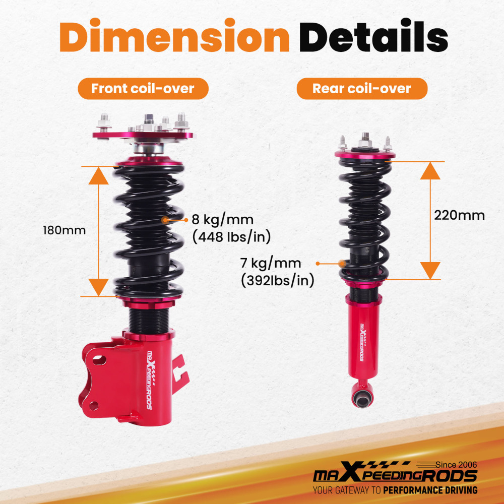 4pcs Coilover Shock Struts compatible for Nissan S13 180SX 200SX Silvia 240SX Front + Rear