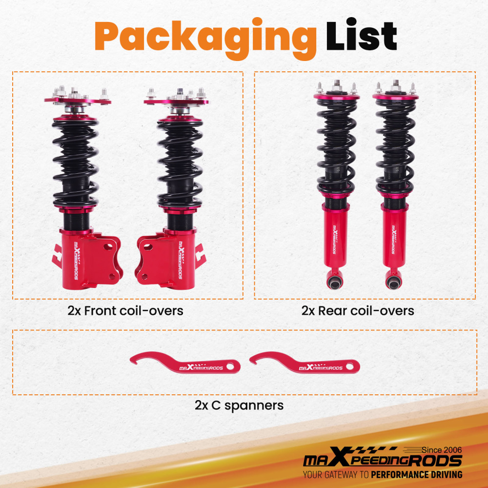 4pcs Coilover Shock Struts compatible for Nissan S13 180SX 200SX Silvia 240SX Front + Rear