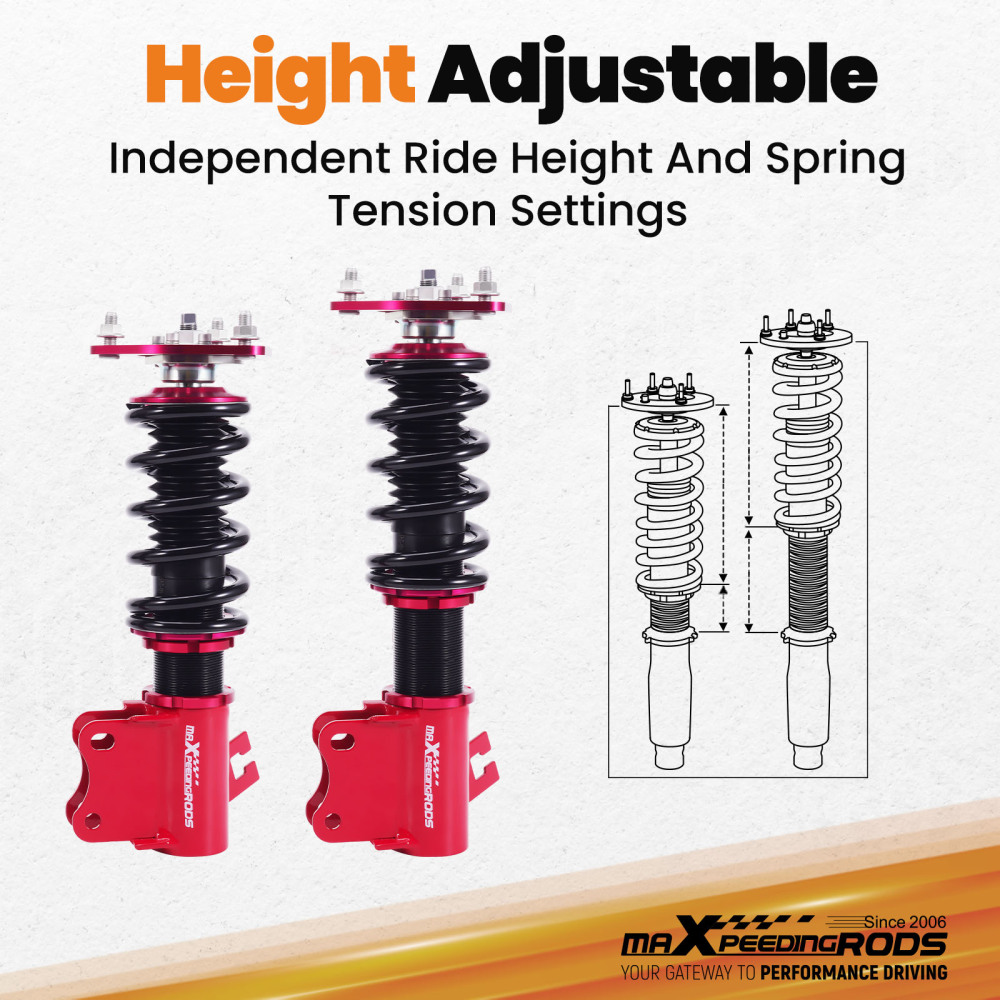 4pcs Coilover Shock Struts compatible for Nissan S13 180SX 200SX Silvia 240SX Front + Rear