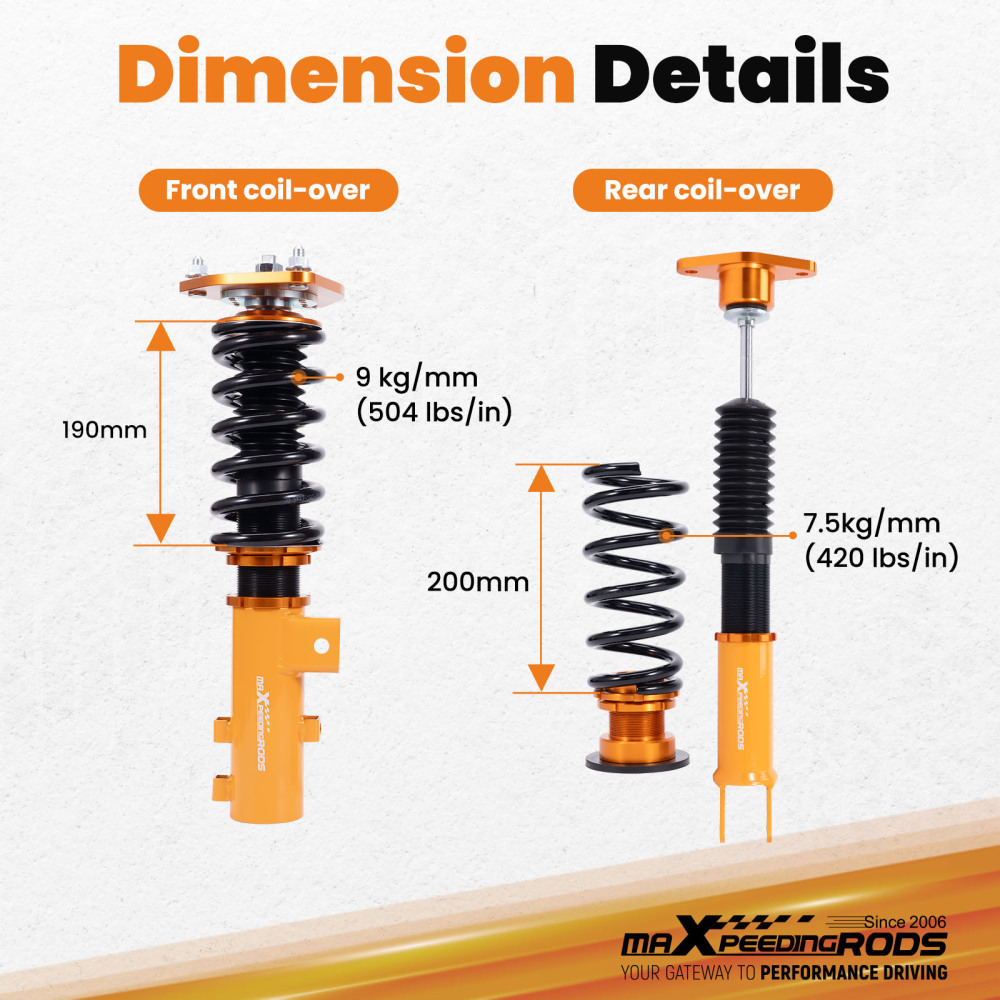 For 2011 -2015 compatible for Kia Optima 2.0L FrontRear Coilovers Adjustable Height Struts