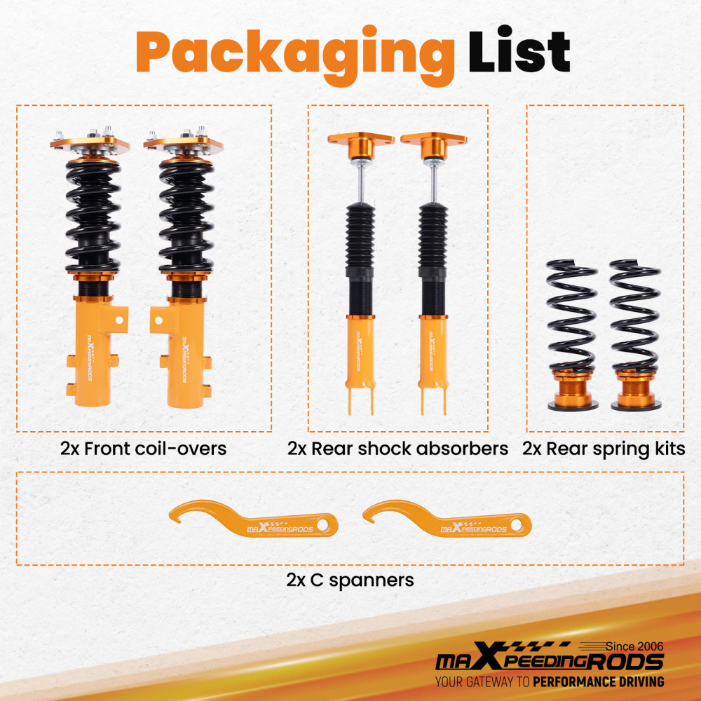 Complete Coilovers Kits compatible for Kia Optima 2.0L 2011 2012 - 2015 Adj. Height Strut lowering kit