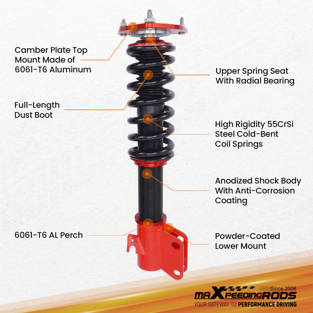 2pc Front Shock Strut Coilovers compatible for Subaru Legacy Outback BE/BH 2000-2004