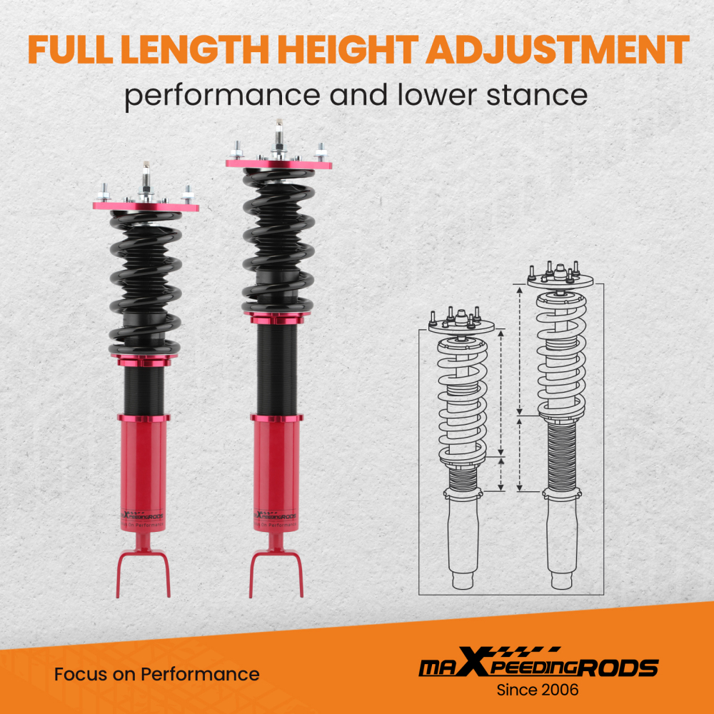 Compatible for Honda Prelude Full Damper Adjustable Coil Spring Strut Coilovers 1992 - 2001  Lowering Kit
