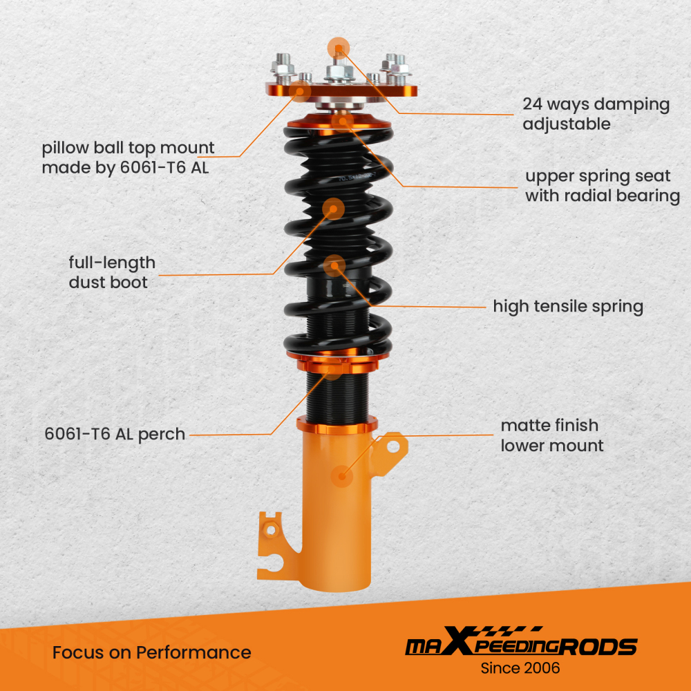 Suspension Coilovers compatible for Mazda 323 BJ Protege Allegro 99-03 compatible for Ford 24 Ways damper force Lowering Kit