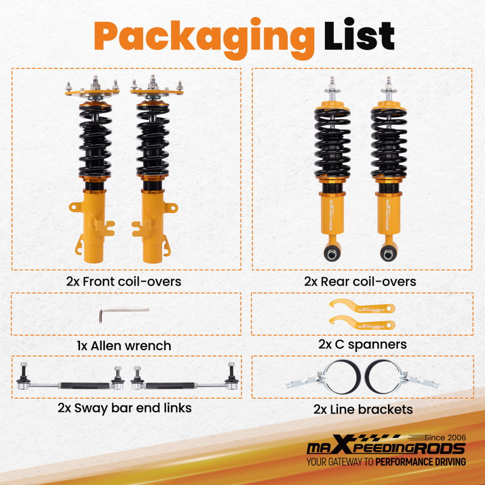 24 Ways Adjustable Damper Coilover Shock Struts compatible for Mini Cooper R56 2007-2013