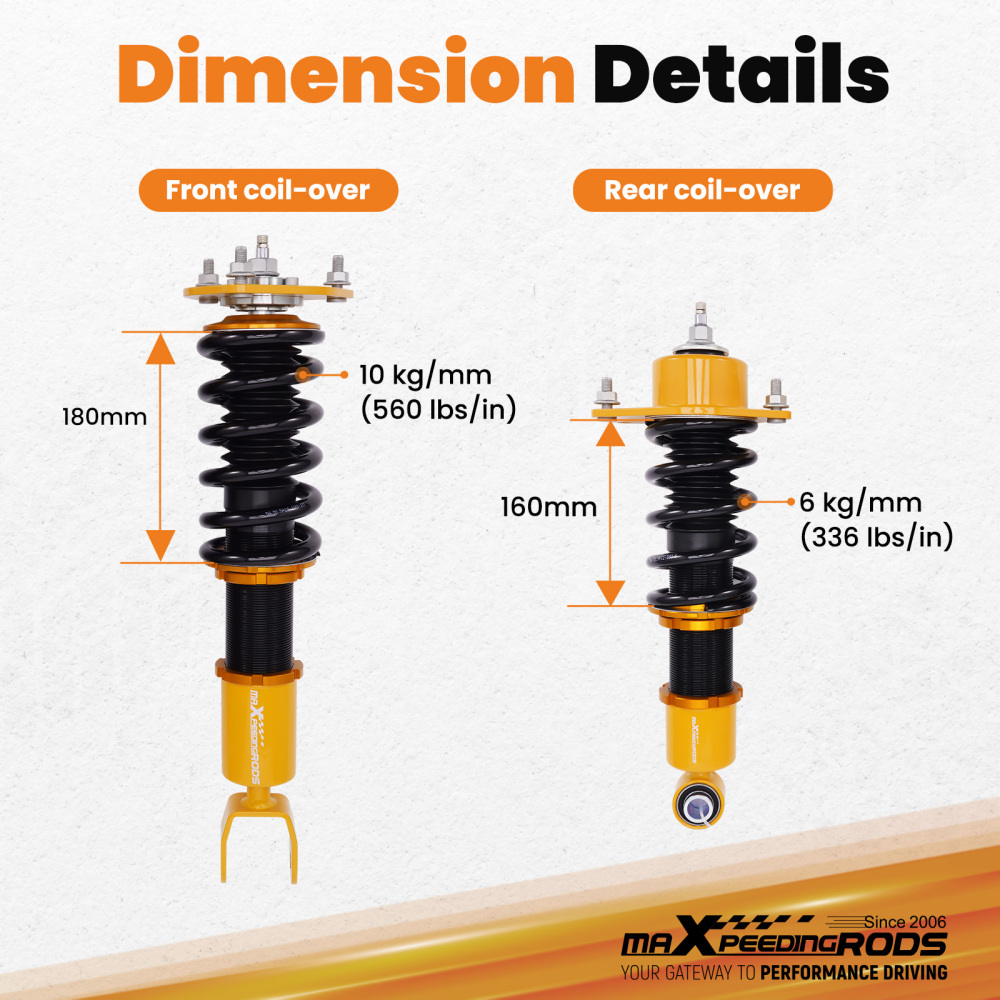 4Pz Coilover Suspension Regolabile Ammortizzatori Kit compatibile per Mazda Rx-8 2004-2011 Lowering Kit