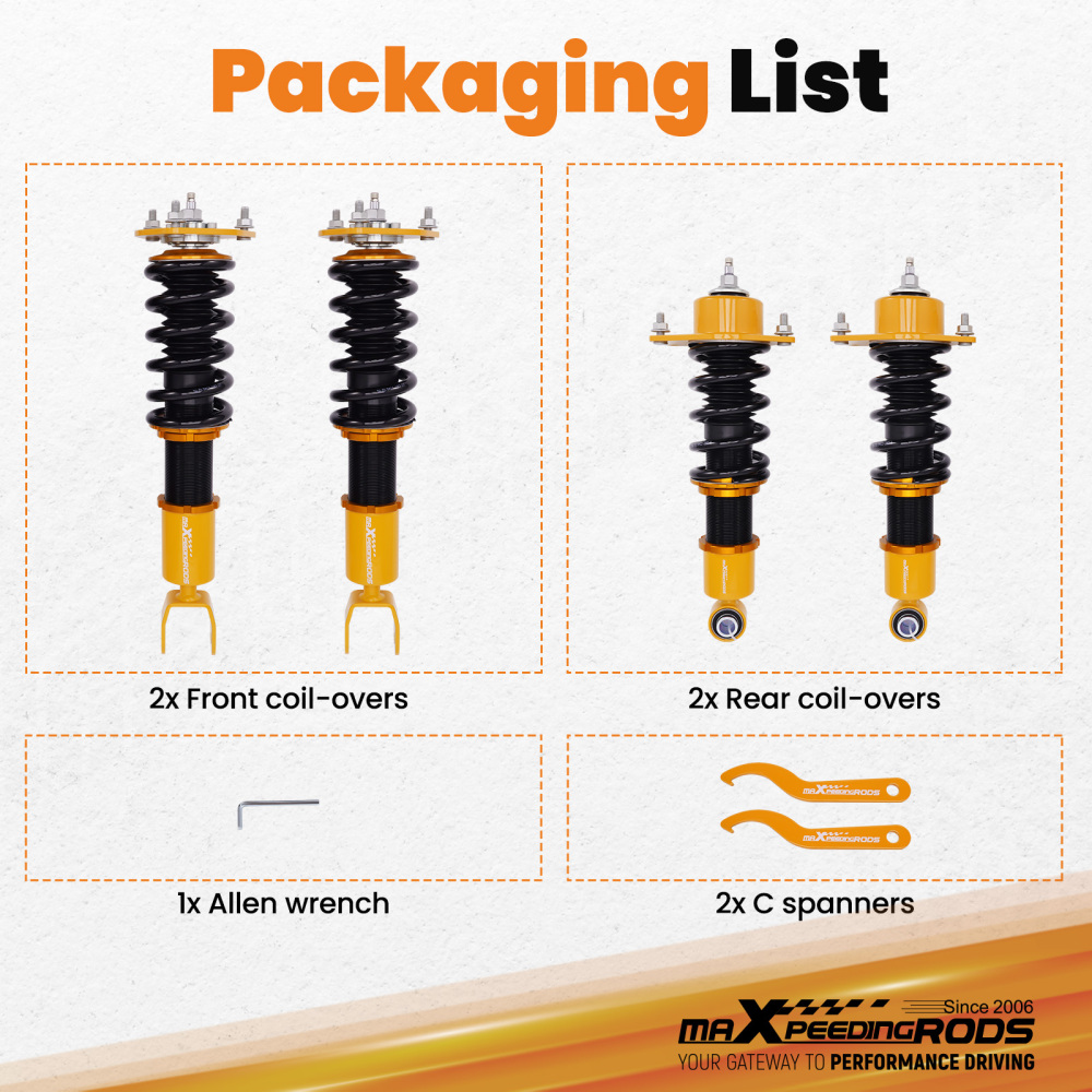 4Pz Coilover Suspension Regolabile Ammortizzatori Kit compatibile per Mazda Rx-8 2004-2011 Lowering Kit