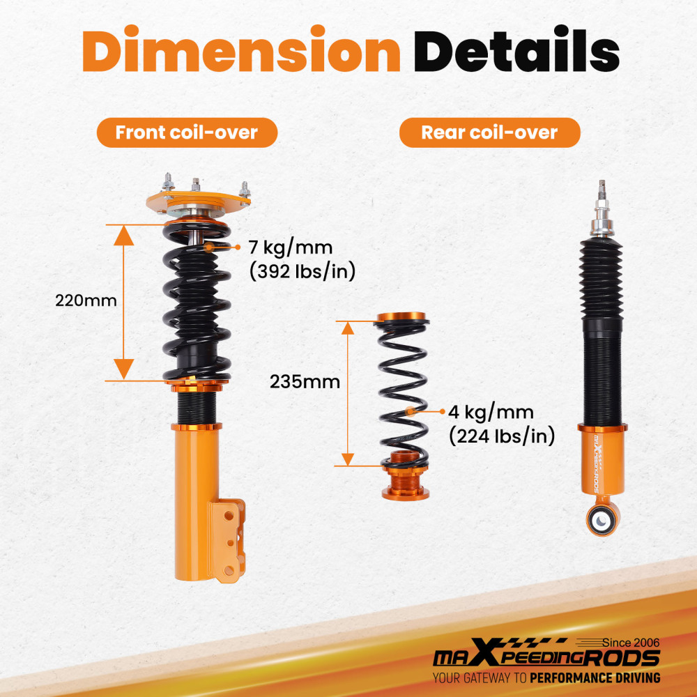 CoilOvers 24 Way Damper Suspension compatible for Volvo S70 98-00 Spring Shock Absorbers