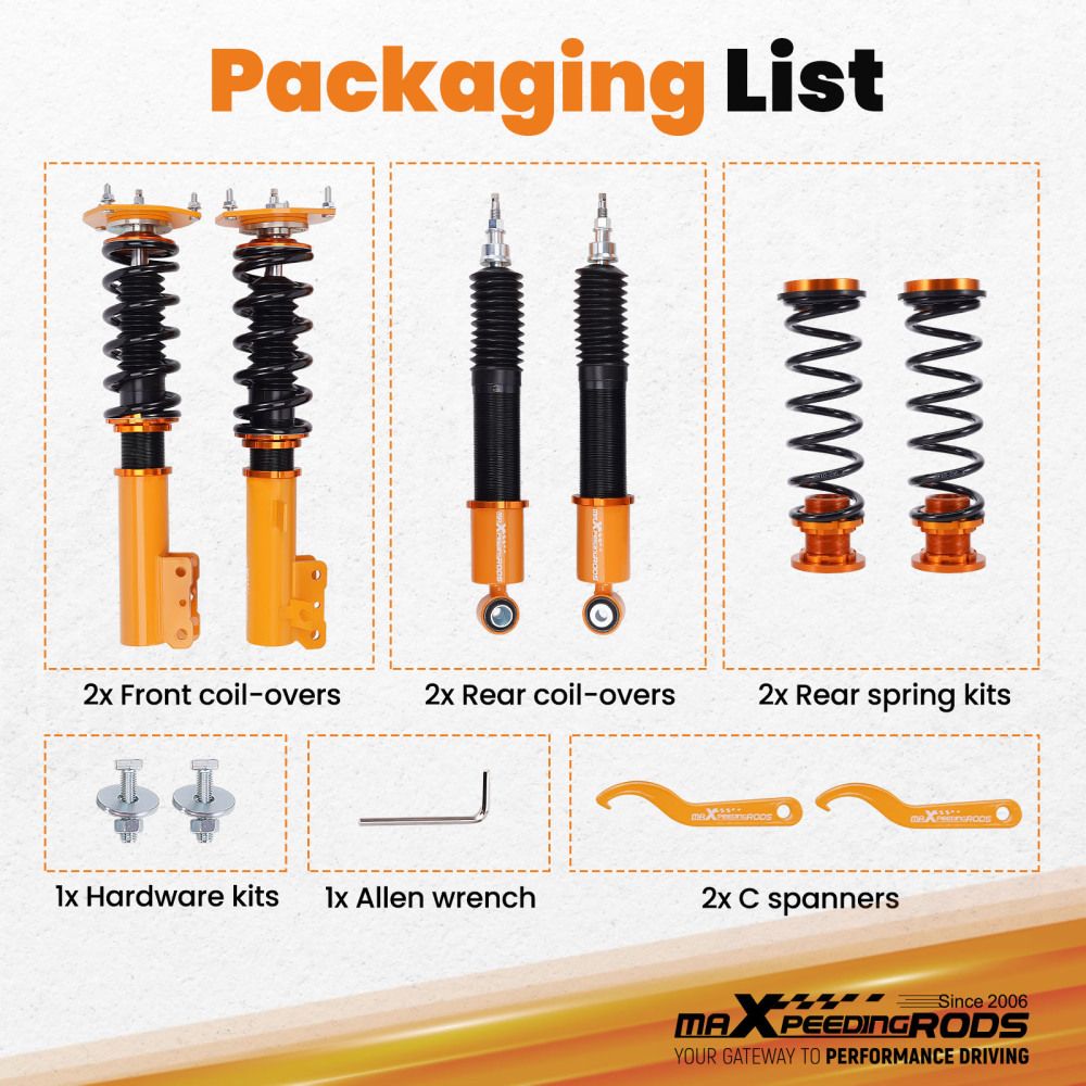 CoilOvers 24 Way Damper Suspension compatible for Volvo S70 98-00 Spring Shock Absorbers