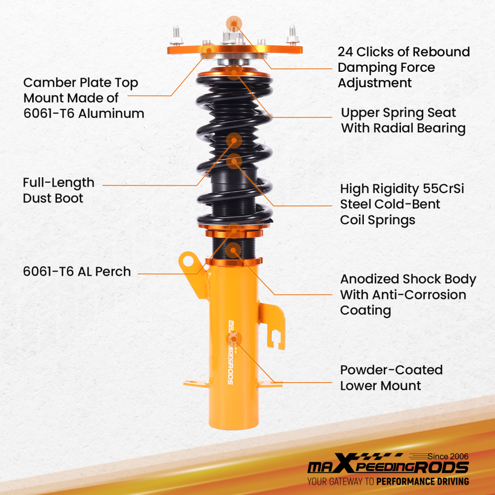24 Level Damper Coilovers Suspension Kit compatible for Nissan Sentra 07-12 Shocks Struts