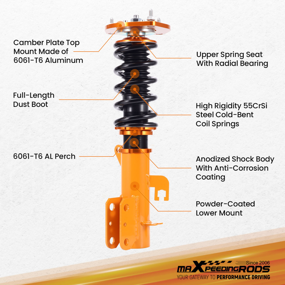 Adj Height Coilover Kits compatible for Nissan sentra coilovers B16 2007-2012 Shock Absorber Struts
