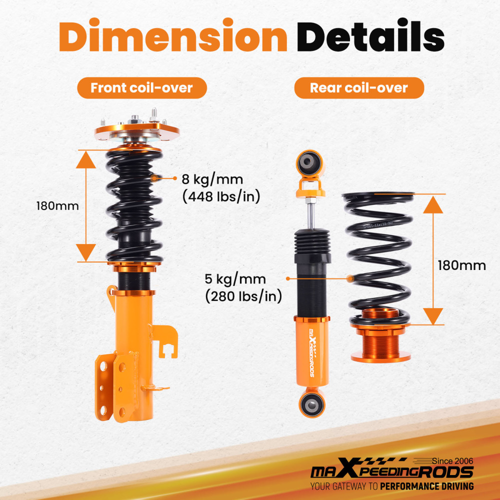 Adj Height Coilover Kits compatible for Nissan sentra coilovers B16 2007-2012 Shock Absorber Struts