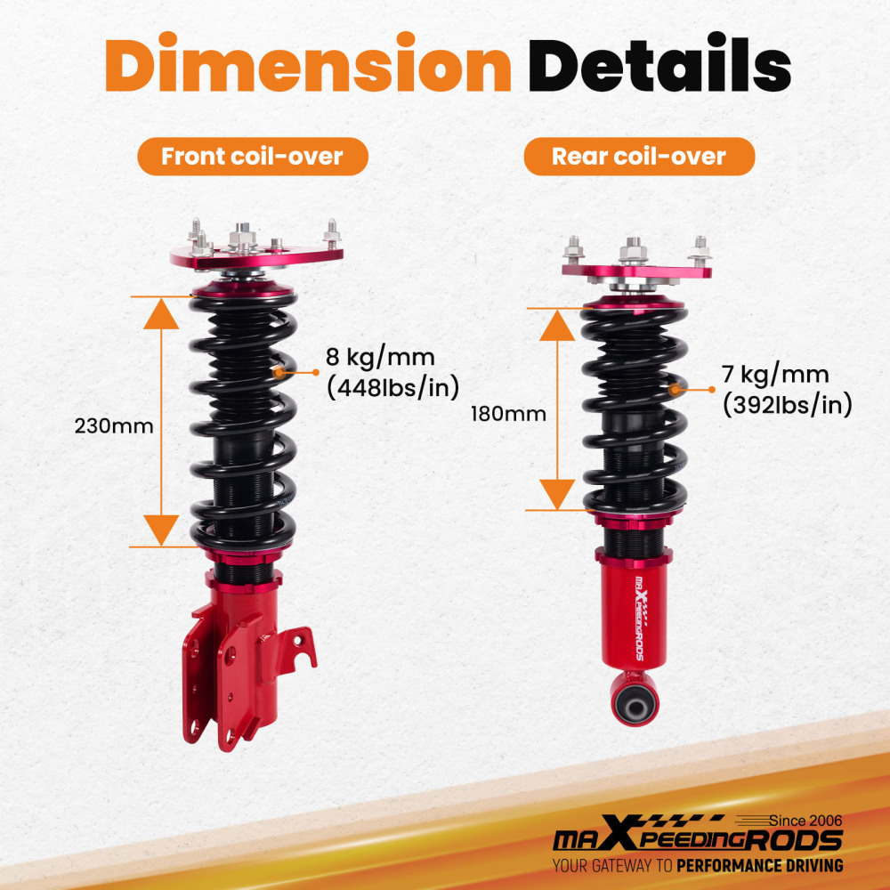 MaXpeedingrods Coilovers Lowering Kit compatible for Subaru WRX STI 2008-14 Adj. Height