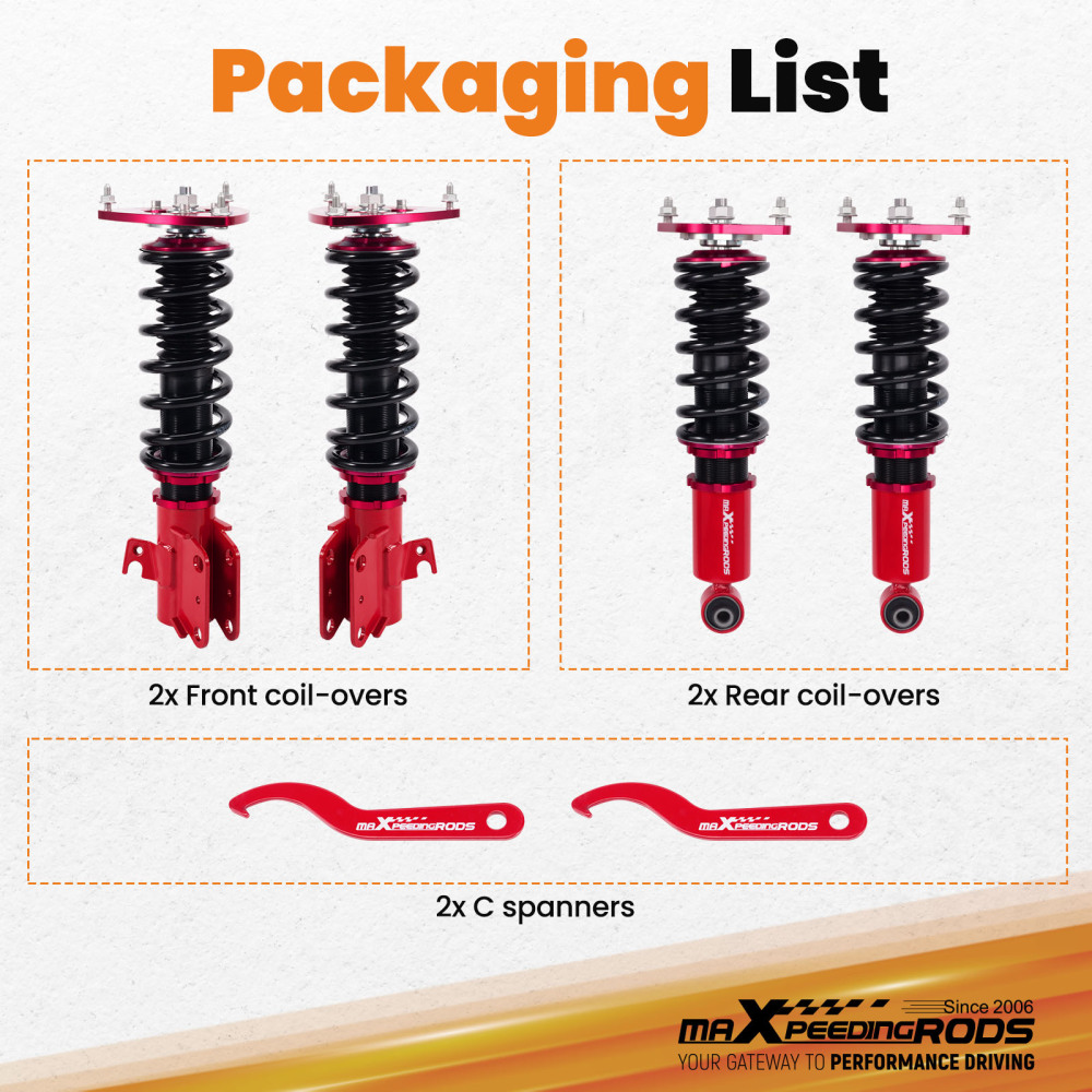 MaXpeedingrods Coilovers Lowering Kit compatible for Subaru WRX STI 2008-14 Adj. Height