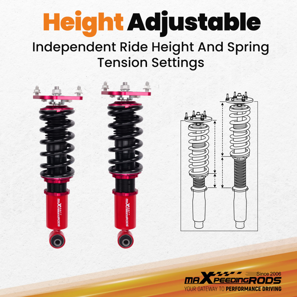 MaXpeedingrods Coilovers Lowering Kit compatible for Subaru WRX STI 2008-14 Adj. Height