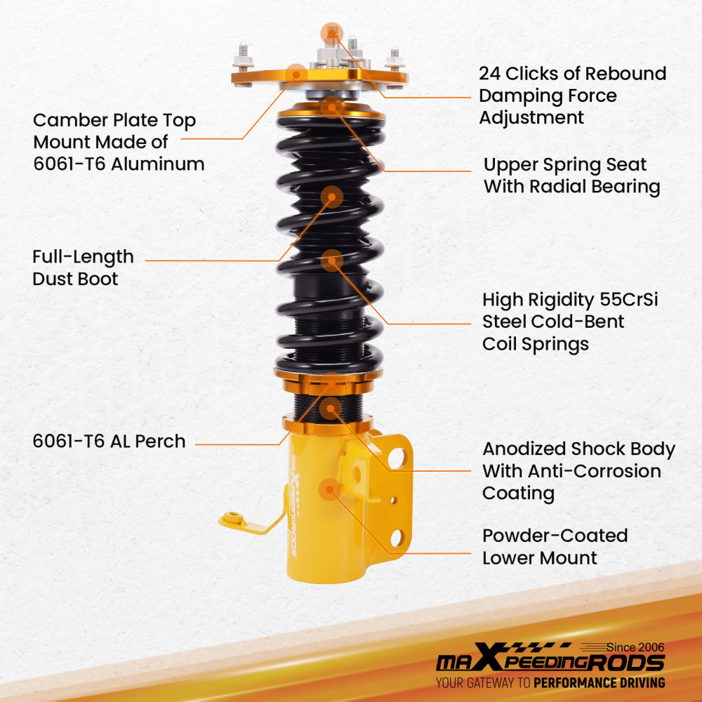 24 Levels Damper Coilover Shocks Kit compatible for Subaru BRZ compatible for Scion FRS FR-S GT86 86 13-20