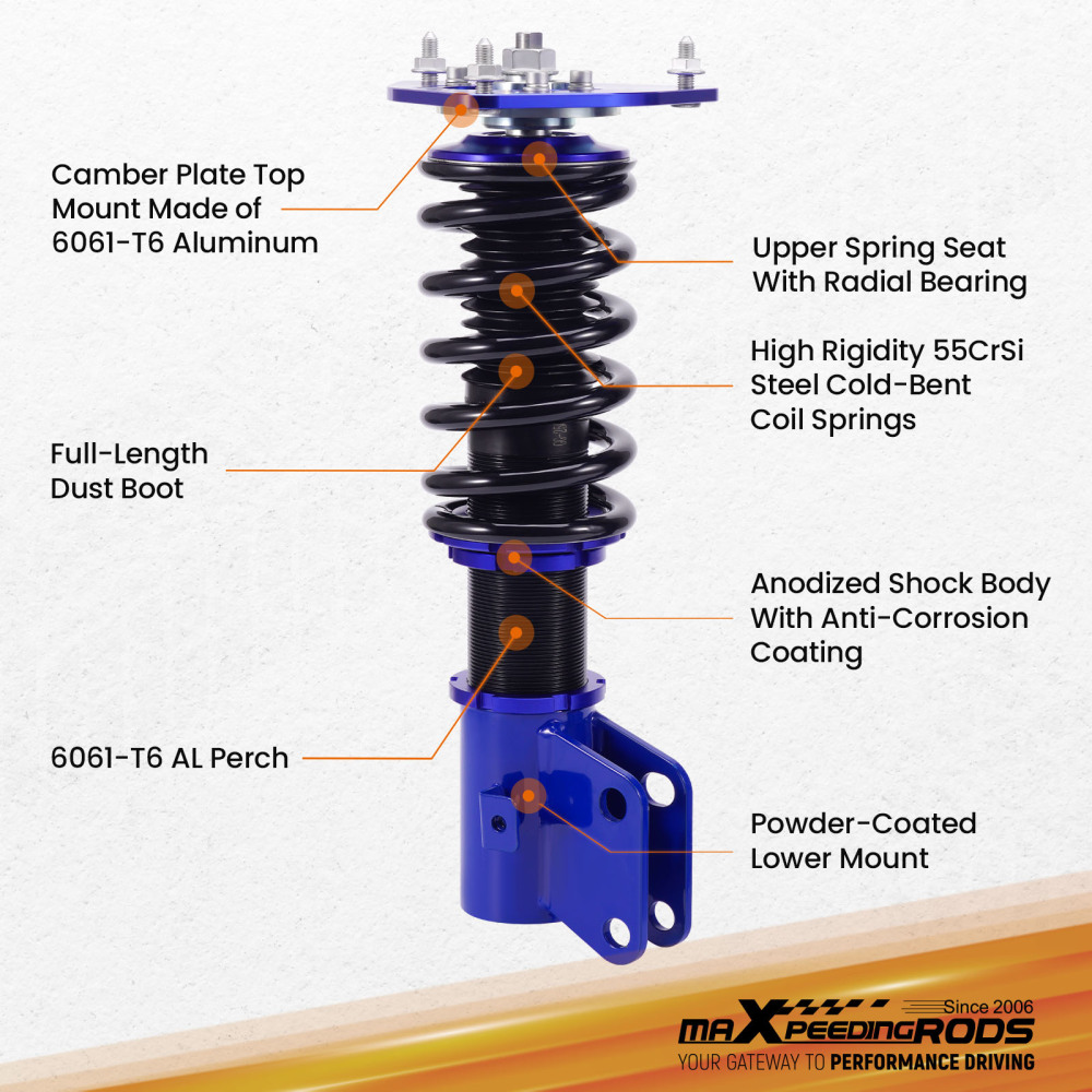 Kit Assetto Coilover Ammortizzatori compatibile per Subaru Impreza WRX/STI GDA GDB 2002-2007