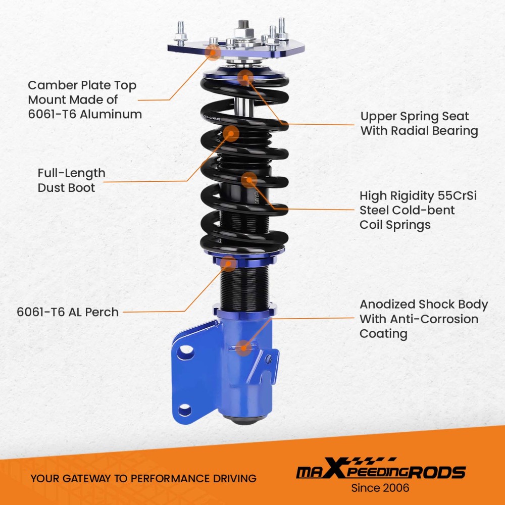 Compatible for SUBARU IMPREZA 2000.08-2007.06 GDA GD9 GGA compatible for SAAB 9-2X 2005-2007 Coilover Suspension Struts Lowering Kit