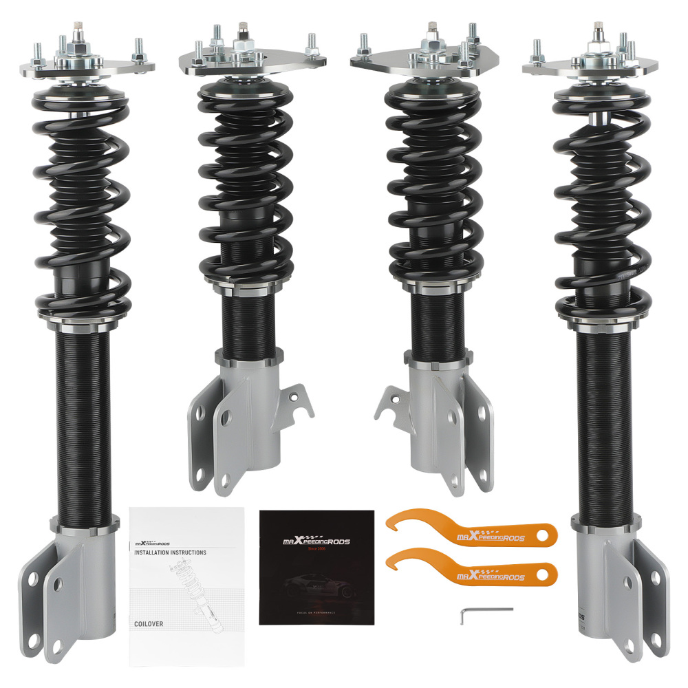 Compatible for Subaru Impreza 2002 - 2007 GDB GDA 24 Ways Adjustable Coilover Suspension Kit Grey Lowering Kit