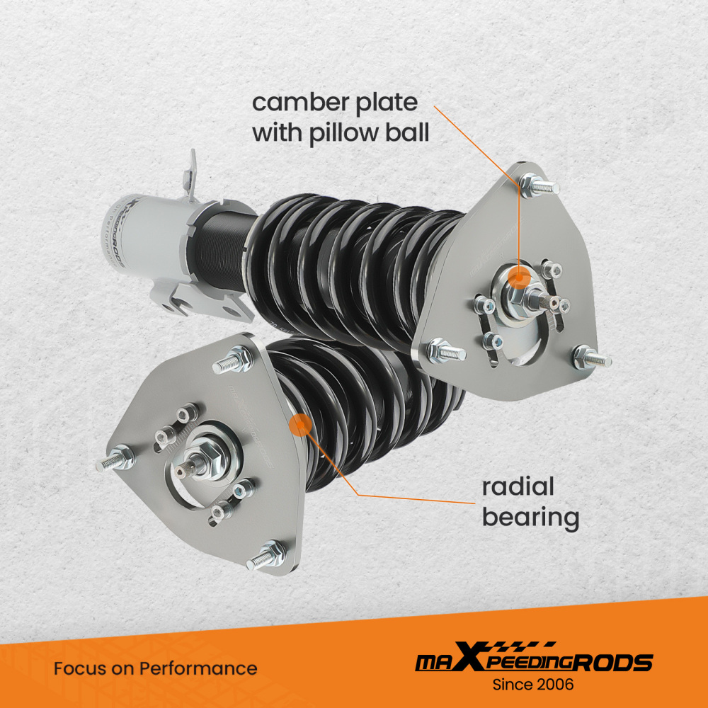 Compatible for Subaru Impreza 2002 - 2007 GDB GDA 24 Ways Adjustable Coilover Suspension Kit Grey Lowering Kit