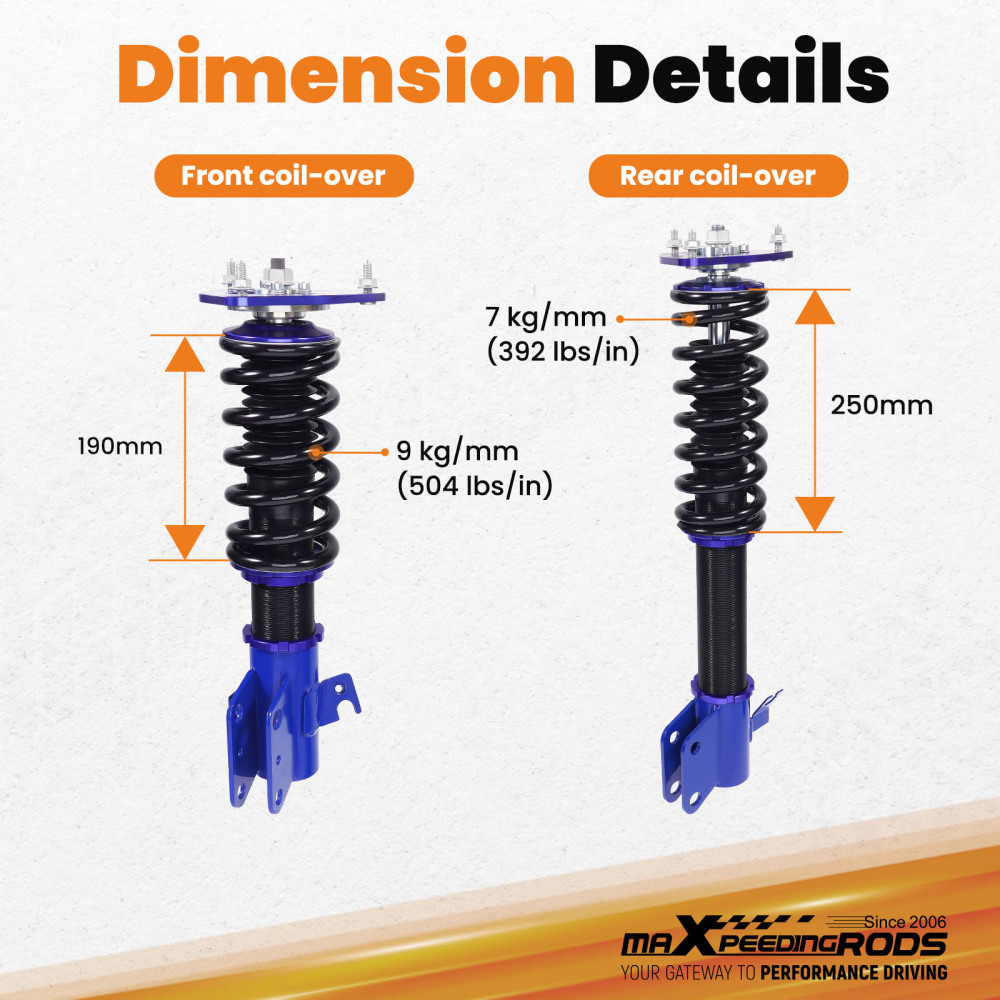 BFO Coilovers Spring Struts compatible for Subaru Impreza WRX 03-07 compatible for Forester SG 03-08