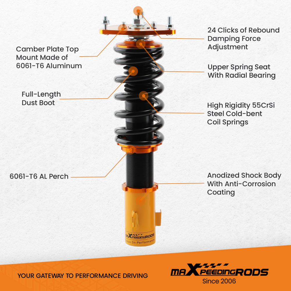 Coilover Suspension Kits Compatible for Subaru Legacy 2000-2004 BE sedan only 24 Ways Adj Damper Shock Struts lowering kit