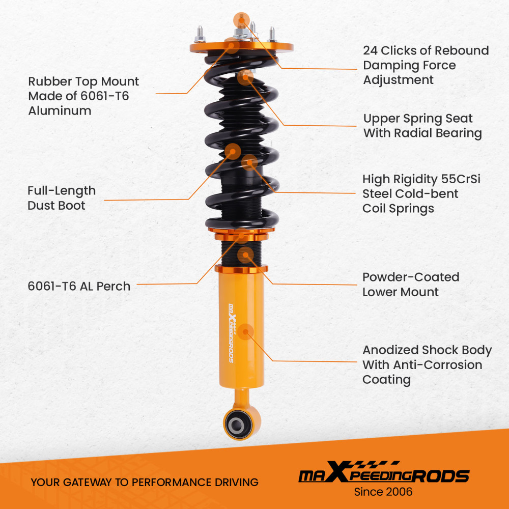 Compatible for Toyota Supra JZA70 MA70 GA70 86-93 24 Ways Damper Adjustable Coilover Shock Struts Lowering Kit