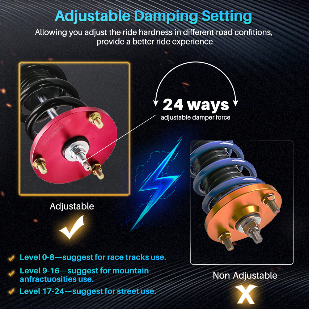 For MK3 87-93 compatible for Supra 24 Way Adj. Damper and Height Shocks Absorber Tuning Coilovers 