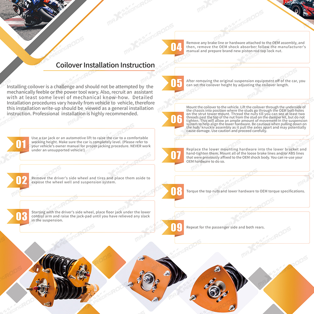 For MK3 87-93 compatible for Supra 24 Way Adj. Damper and Height Shocks Absorber Tuning Coilovers 