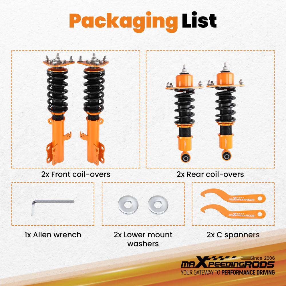 Coilover Adjustable Damper Struts Suspension Springs compatible for Scion tC 2005-2010 4Pcs