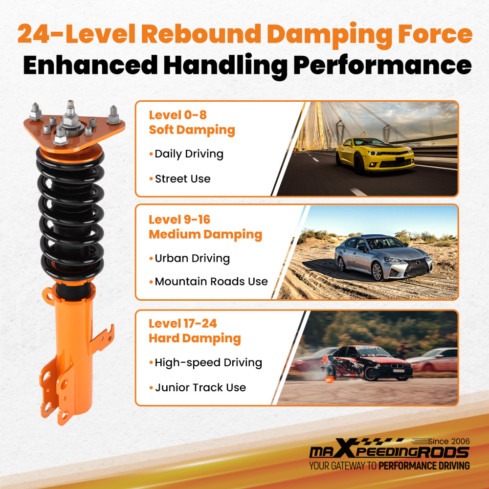 Coilover Adjustable Damper Struts Suspension Springs compatible for Scion tC 2005-2010 4Pcs