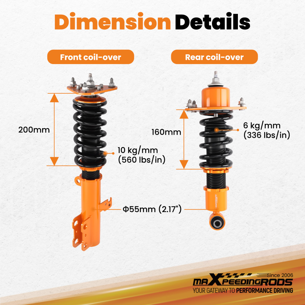 Coilover Adjustable Damper Struts Suspension Springs compatible for Scion tC 2005-2010 4Pcs