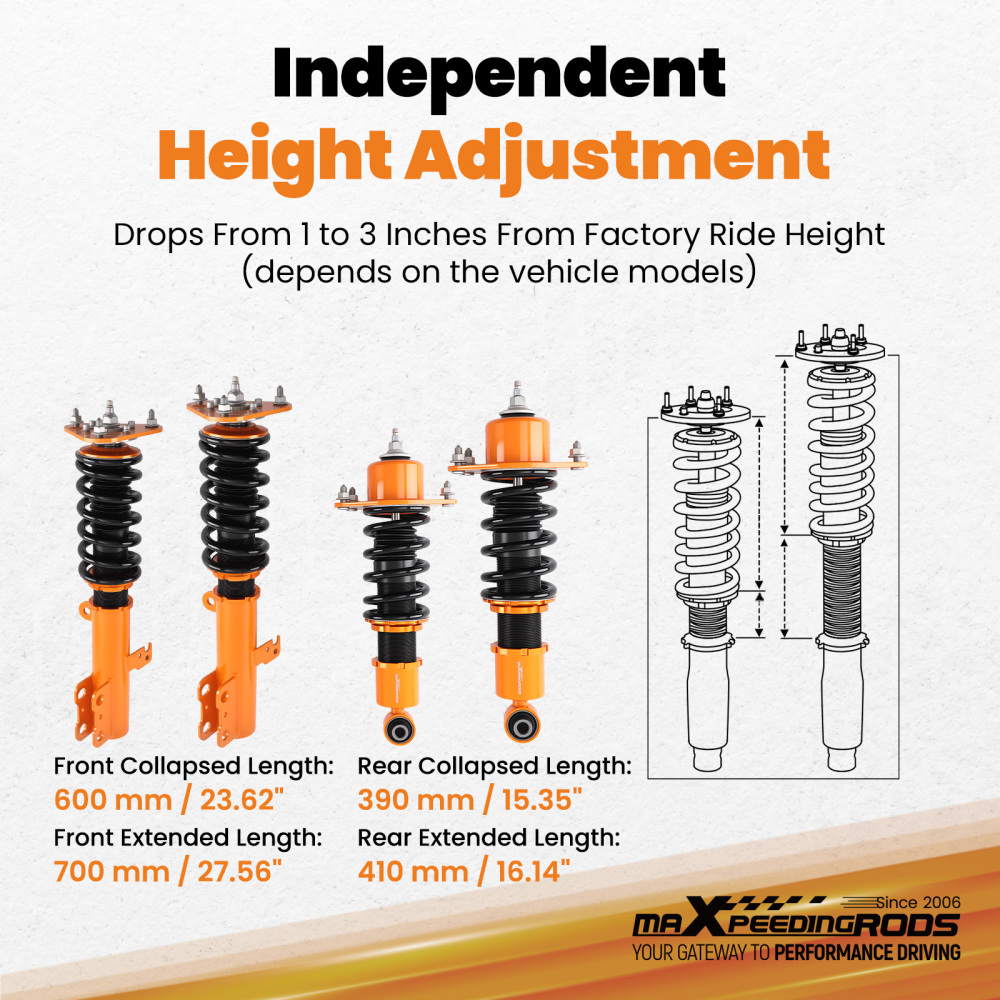 Coilover Adjustable Damper Struts Suspension Springs compatible for Scion tC 2005-2010 4Pcs