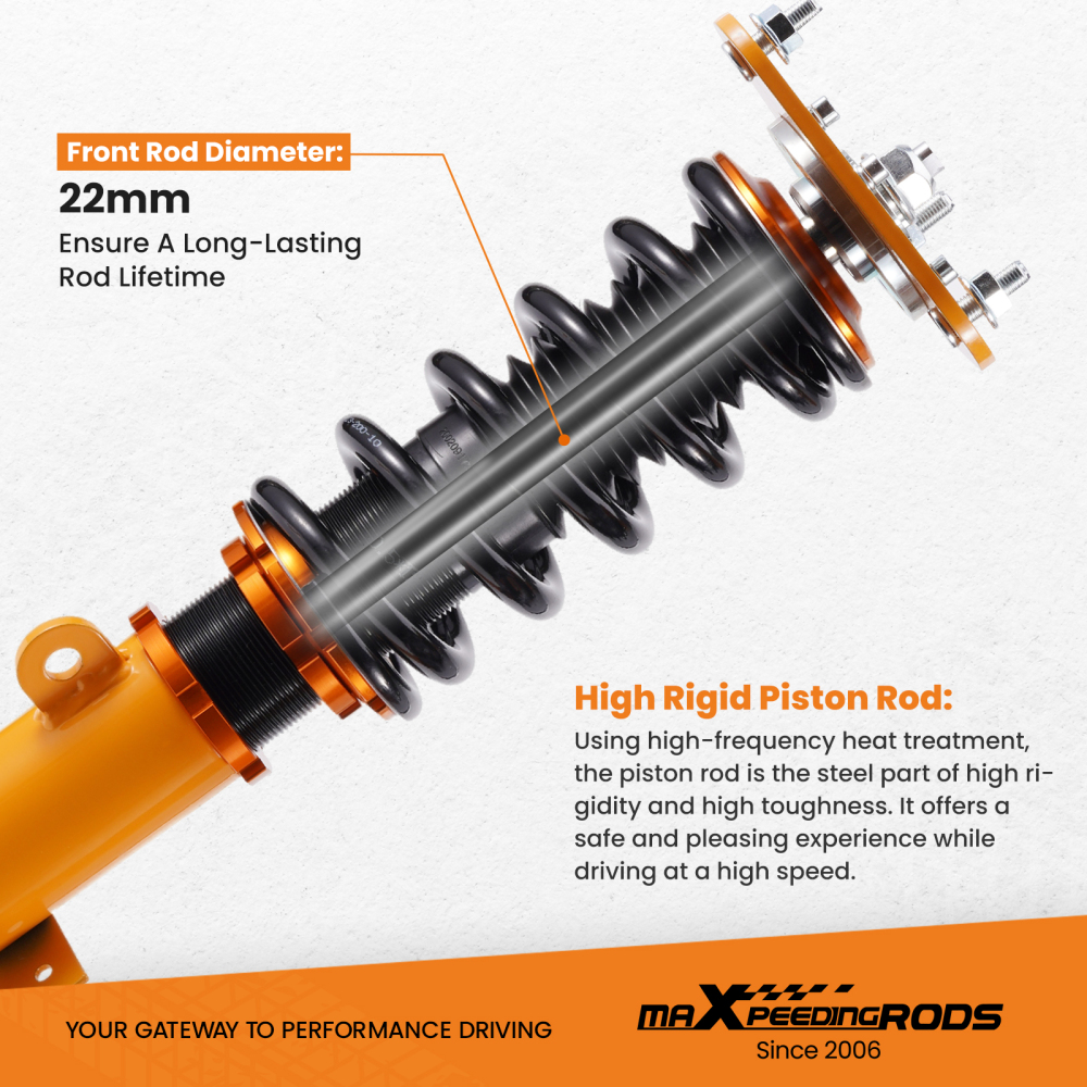 Gold Full Coilover Struts Shock Suspension Kit For 2005-2010 compatible for Scion Tc Adj Height lowering kit