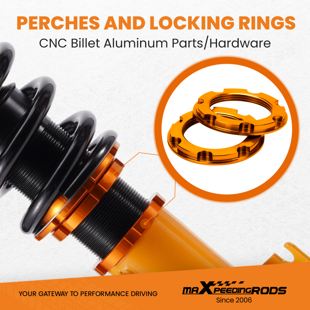 Gold Full Coilover Struts Shock Suspension Kit For 2005-2010 compatible for Scion Tc Adj Height lowering kit