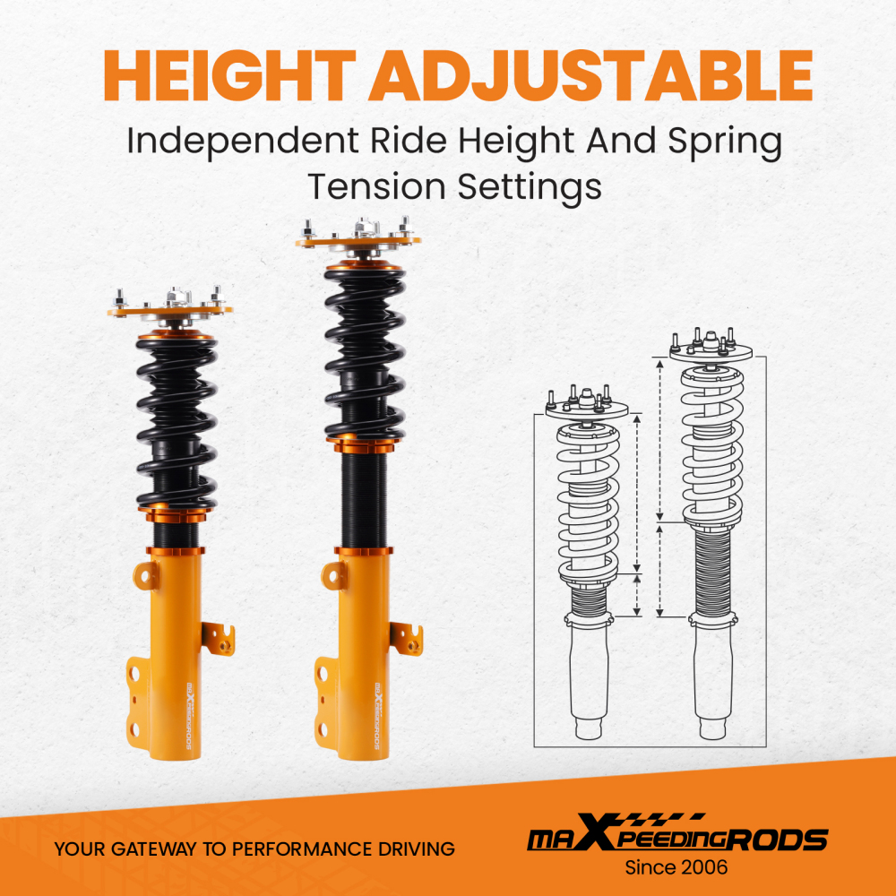 Gold Full Coilover Struts Shock Suspension Kit For 2005-2010 compatible for Scion Tc Adj Height lowering kit