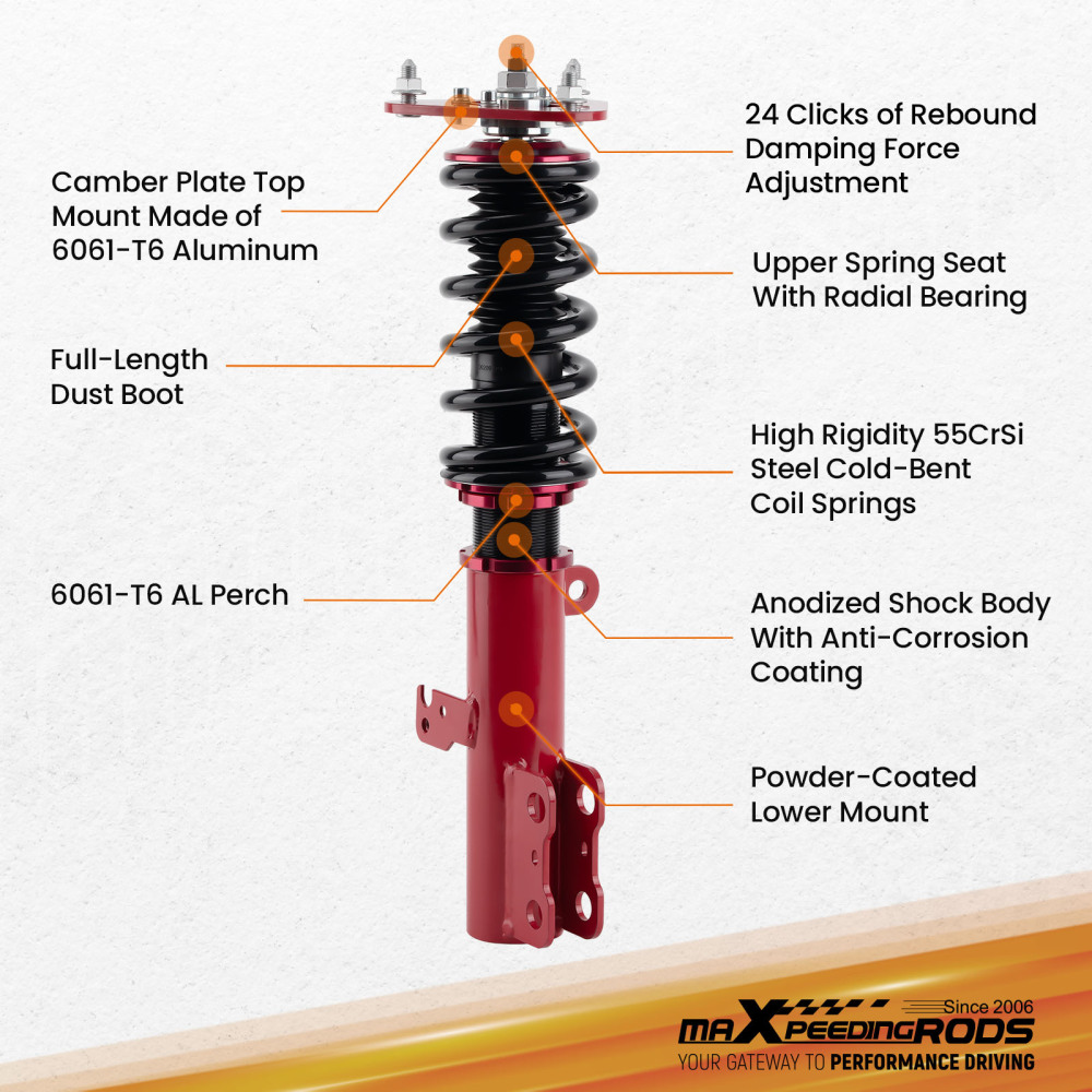 Full Coilover Suspension Kit compatible for Scion tC 2005-2010 Damper Adjustable