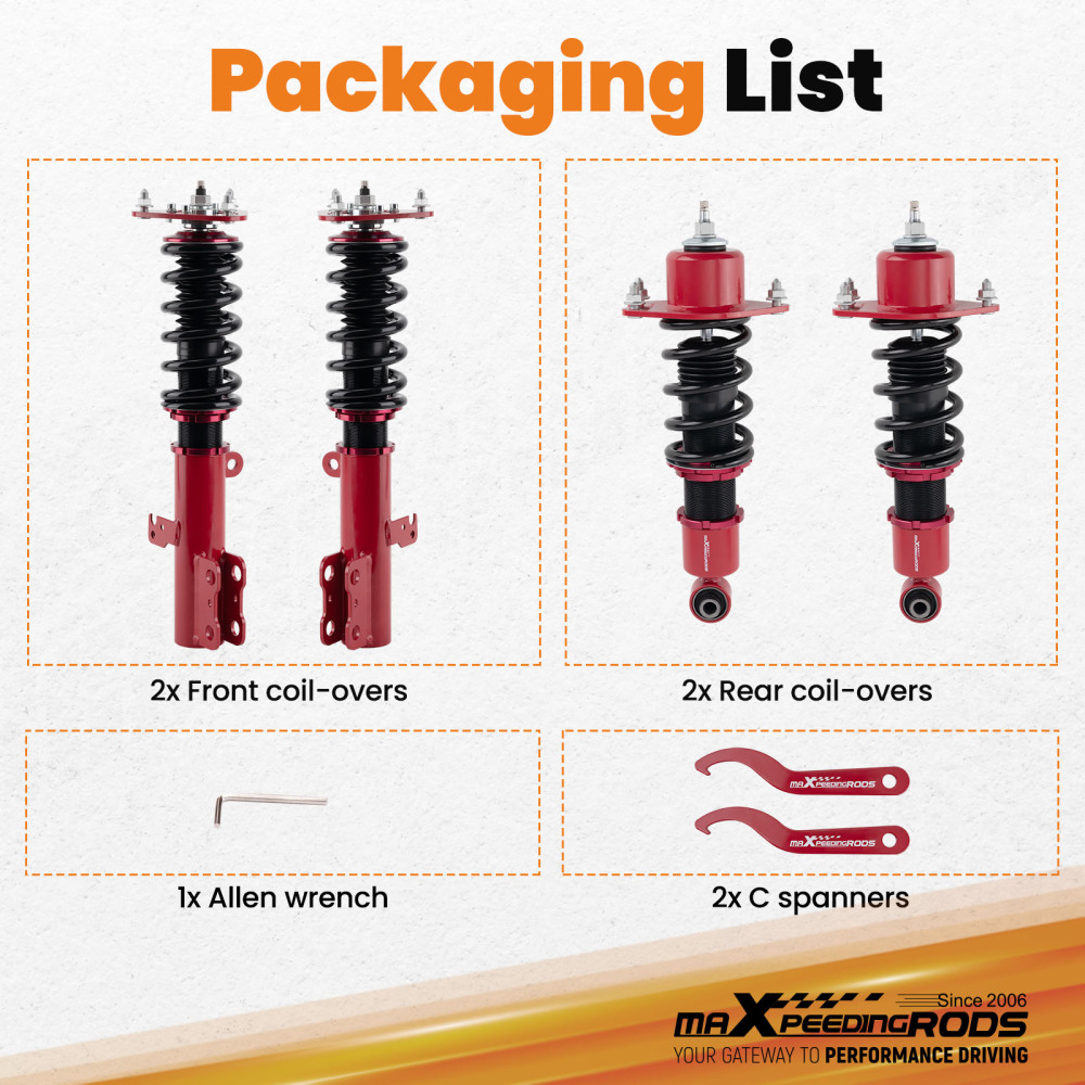 Full Coilover Suspension Kit compatible for Scion tC 2005-2010 Damper Adjustable