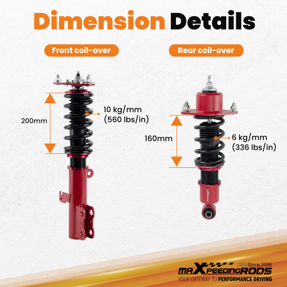 MaXpeedingrods Coilovers 24 Way Damper Struts Shock Kit compatible for Scion TC 2005-2010