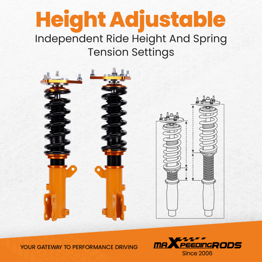 Coilovers Kit compatible for Hyundai Tiburon GS Coupe 2-Door 2005-2008 Adj. Damper Shocks lowering kit