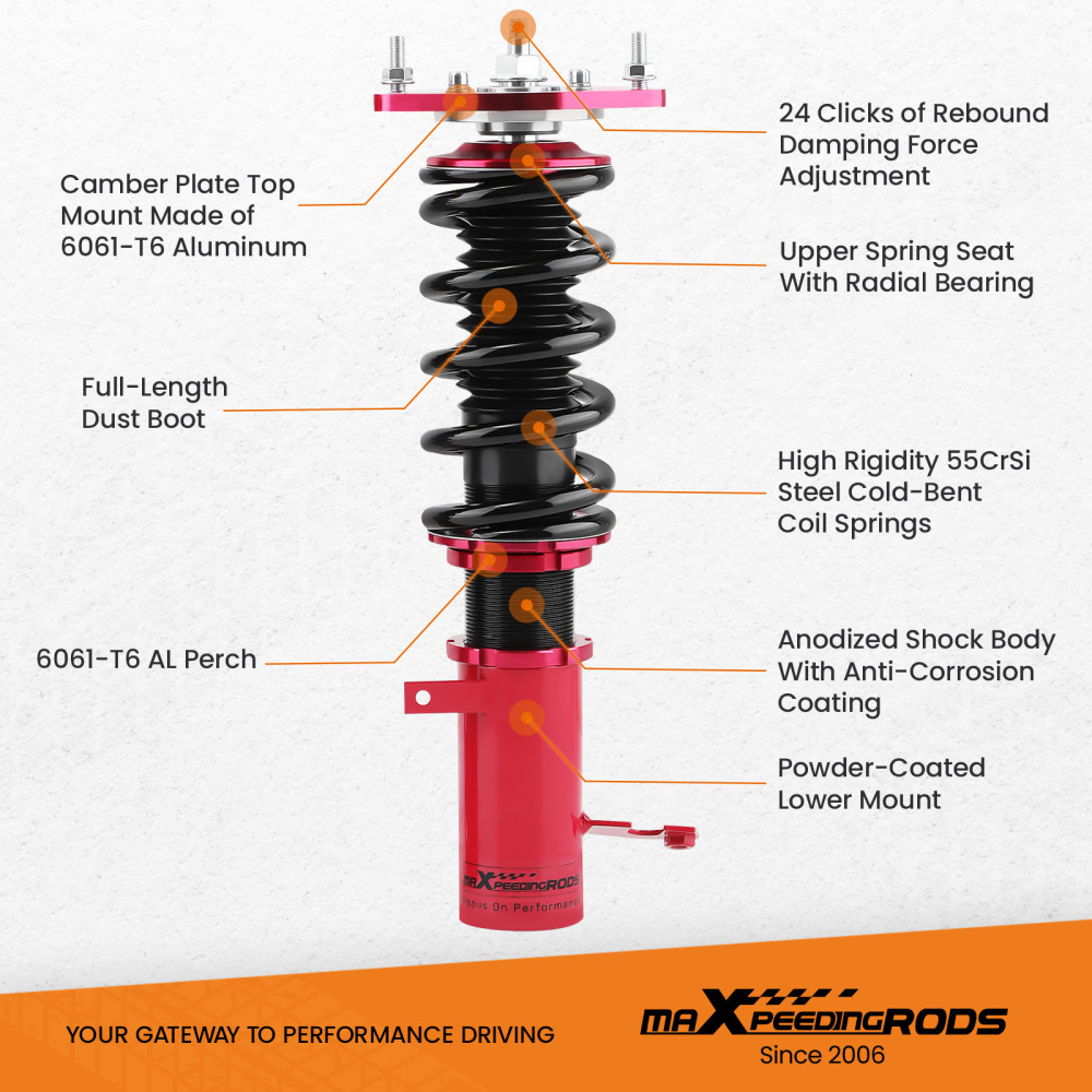 Adjustable Damper Coilovers compatible for Toyota Corolla 88-99 E90 E100 E110 AE92-AE111 lowering kit